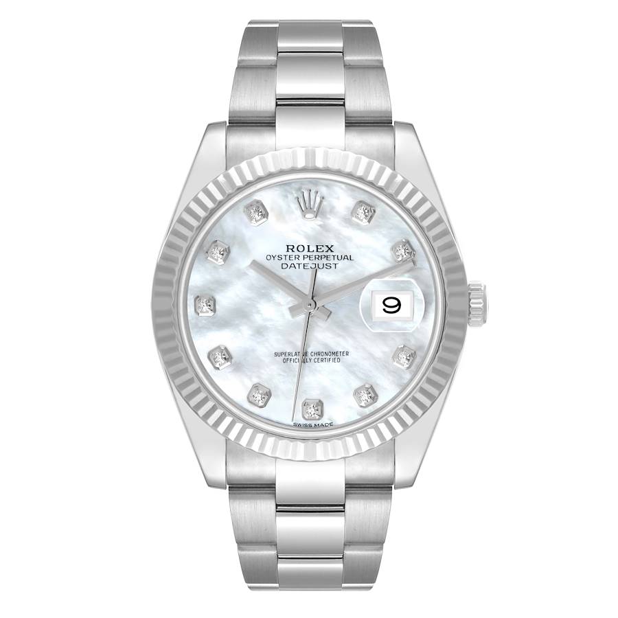 Rolex Datejust 41 reference 126334-0019 with white mother-of-pearl diamond dial